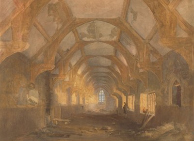 Innenansicht eines Schlafsaals der Ipswich Blackfriars am Ende seiner Nutzungsperiode durch Ipswich von John Sell Cotman